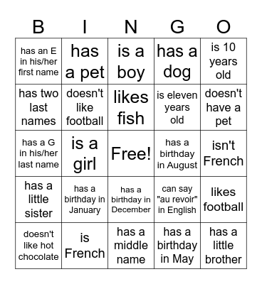 Find someone who Bingo Card