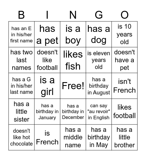 Find someone who Bingo Card