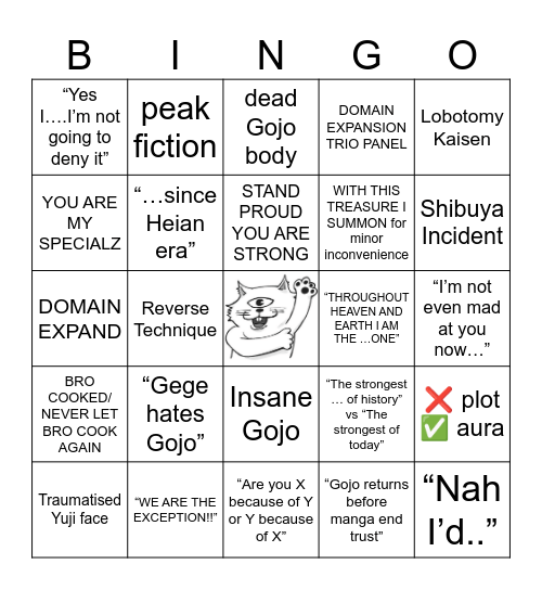 JJK BRAINROT BINGO Card