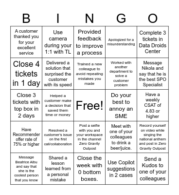 Galaxy Bingo Card