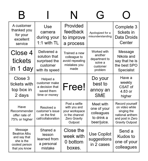 Galaxy Bingo Card