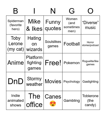 How many Interests do you share with Paul Bingo Card