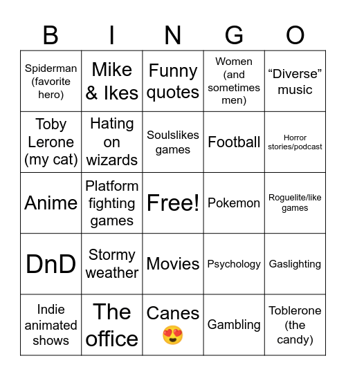 How many Interests do you share with Paul Bingo Card