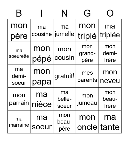 Joseph Gonzales Bingo Card