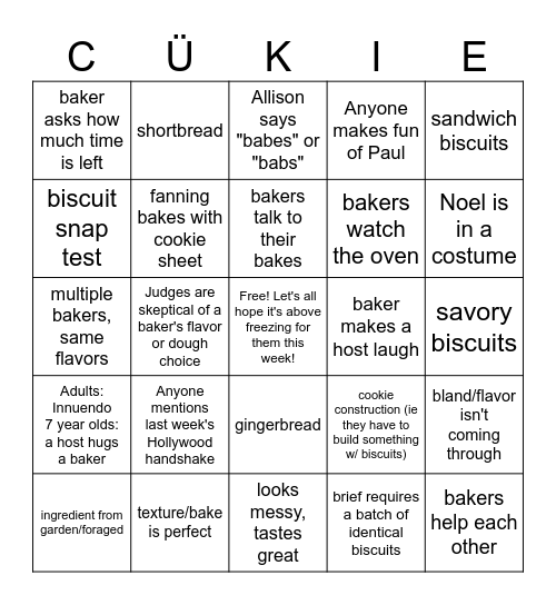 Biscuit Week 2024 Bingo Card