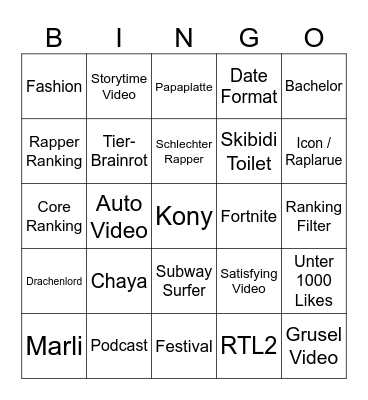 TIKTOK BINGO Card