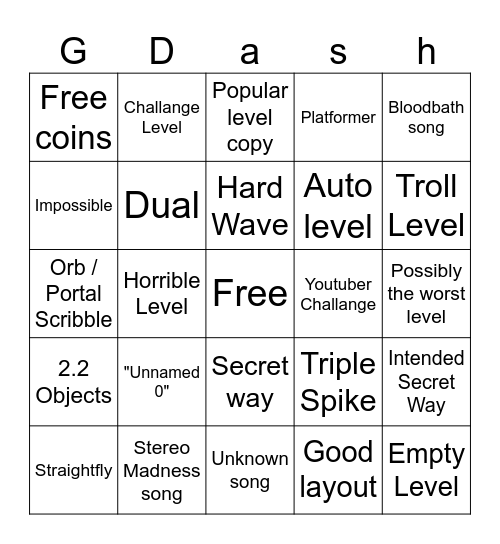 GD Bingo Card