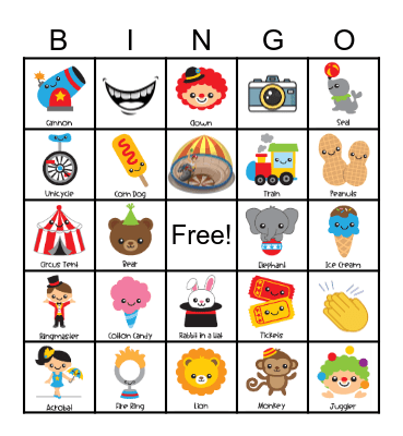 Circus Bingo Card