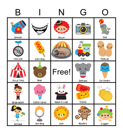 Circus Bingo Card