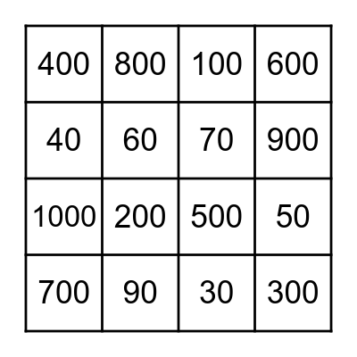 Los NUMEROS Bingo Card