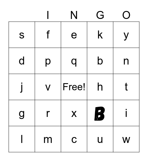 L'alphabet Bingo Card