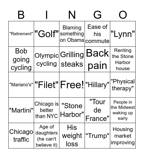 BINGO BOB Bingo Card