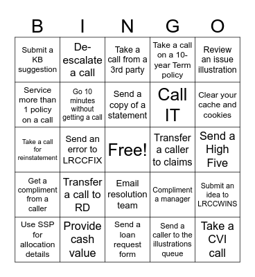 ILD BINGO Card