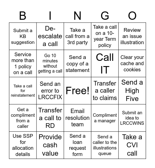 ILD BINGO Card