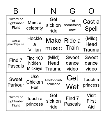 Meagher Disney Bingo Card