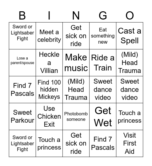 Meagher Disney Bingo Card