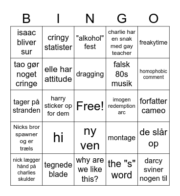 heartstopper s3 bingo Card