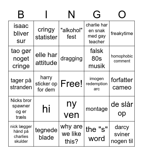 heartstopper s3 bingo Card