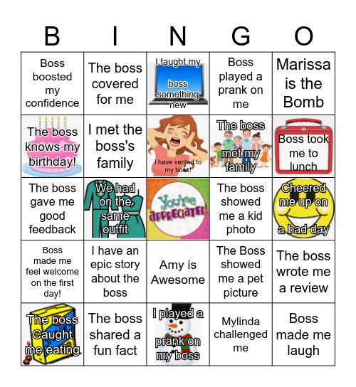 Boss's Day Bingo Card