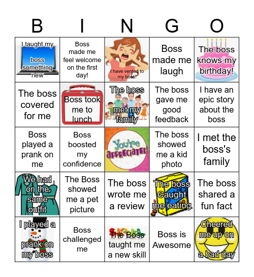 Boss's Day Bingo Card