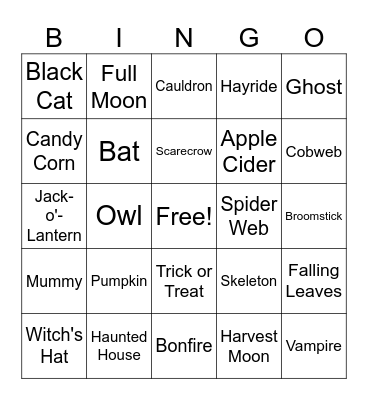 Autumn & Halloween Bingo Card