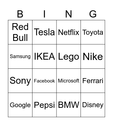 Companies Bingo Card