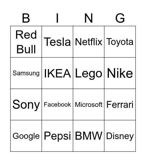 Companies Bingo Card