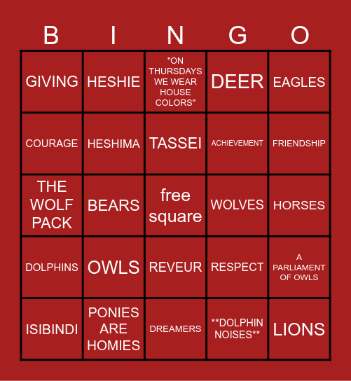 NRMS BINGO Card