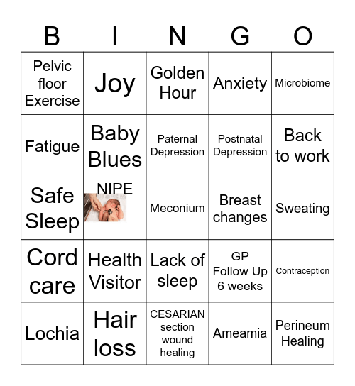 Postnatal Bingo Card