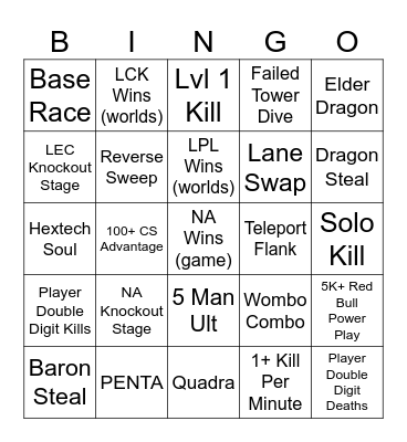 Worlds 2024 Bingo Card