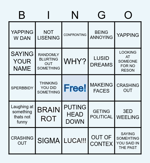 JAMES NEW BINGO Card