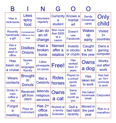 OFFICE ICEBREAKER Bingo Card