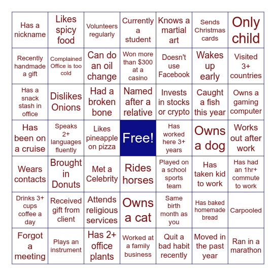 OFFICE ICEBREAKER BINGO Card