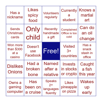 OFFICE ICEBREAKER BINGO Card