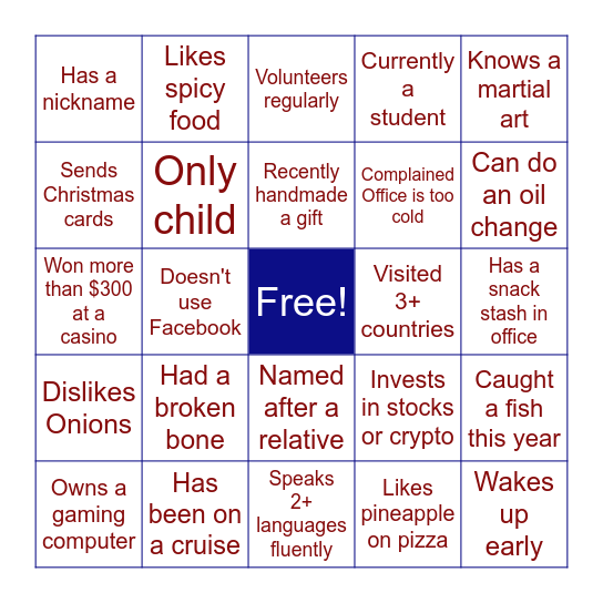 OFFICE ICEBREAKER BINGO Card