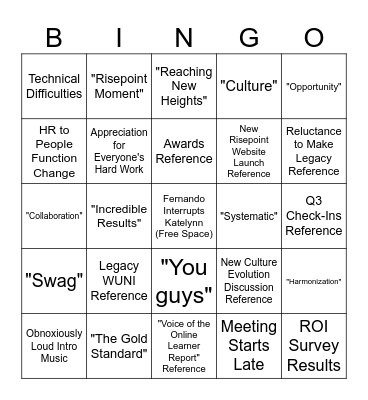 Fireside Chat Bingo Card