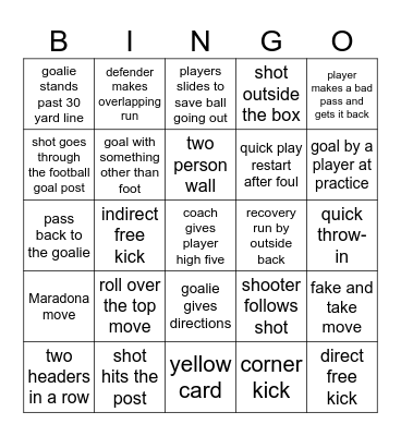 SOCCER BINGO Card