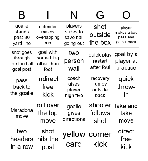 SOCCER BINGO Card