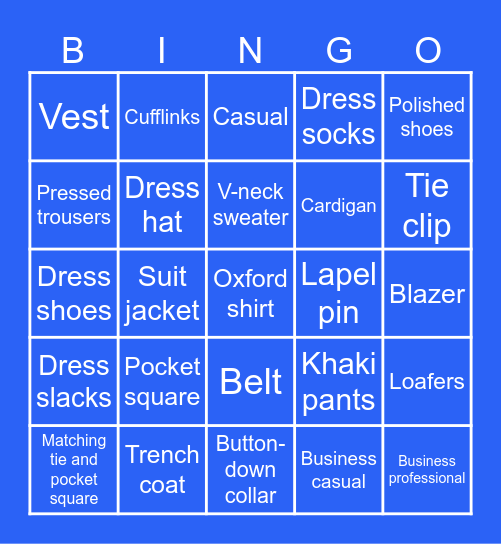 Fashion Bingo Card