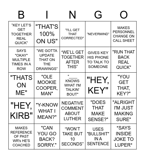 Bingo - Peeler Edition Bingo Card