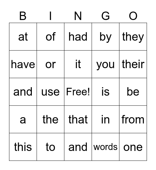 Silva's sight words Bingo Card