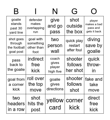 soccer bingo Card