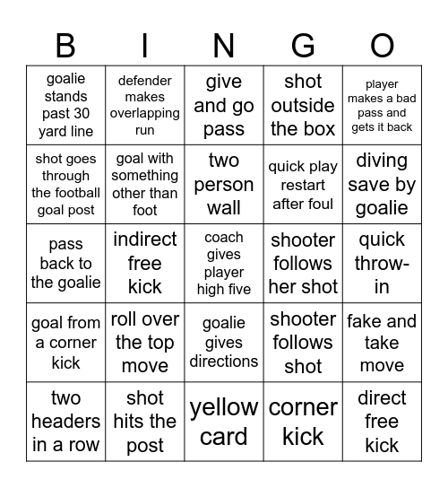 soccer bingo Card