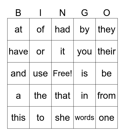 Silva's sight words Bingo Card