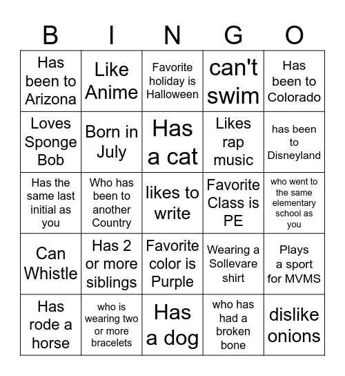 Sollevare Bingo Card