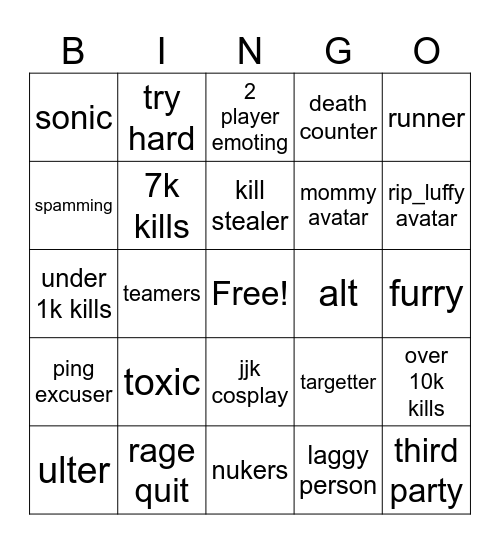 TSB BINGO Card