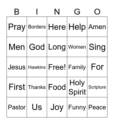 Pastor's Appreciation Bingo Card