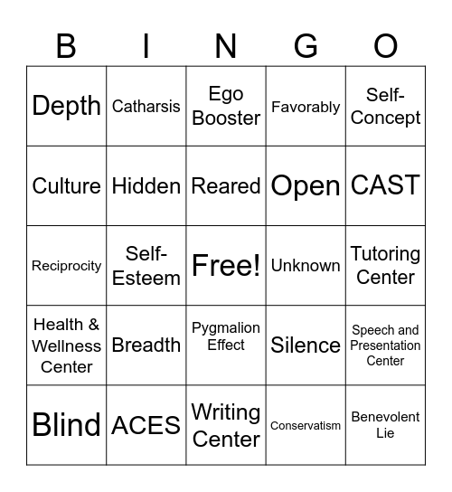 Identity Bingo Card