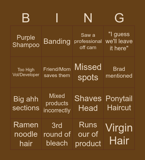 Brad Mondo Bingo Card