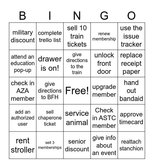 Front Desk MLS Bingo Card